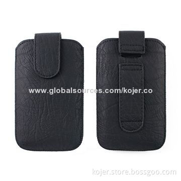 Leather Cellphone Pouches for iPhone 5, Made of PU Leather/Retractable Pull-tab, OEM Orders Welcomed